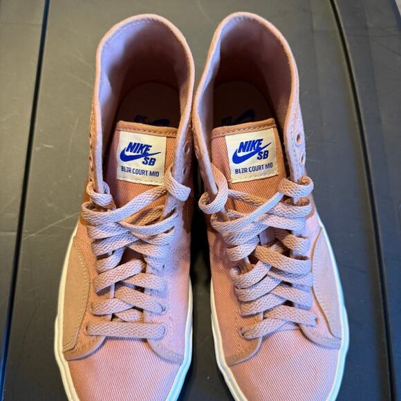 Nike SB Blazer Court Mid PRM Pink Canvas Sneakers Women’s 6.5 High Top DM8553 - Picture 9 of 12